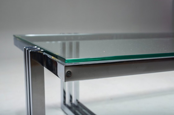 Image 1 of Vintage salontafel in chroom en glas, jaren 1960