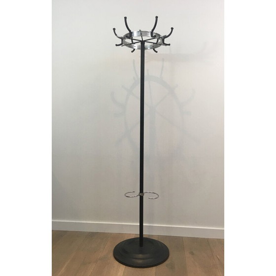 Image 1 of Vintage coat rack in black lacquer and chrome, 1950