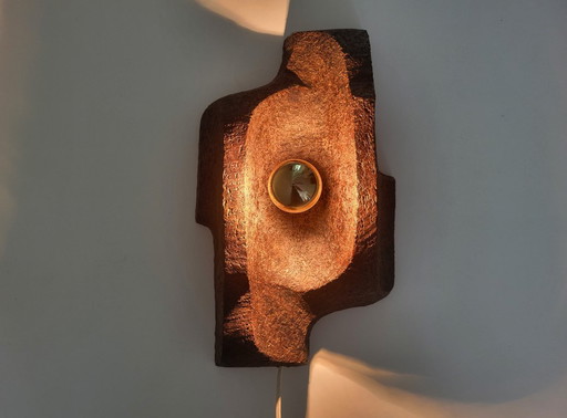 Vintage ceramic Brutalist wall lamp from Germany 1970s