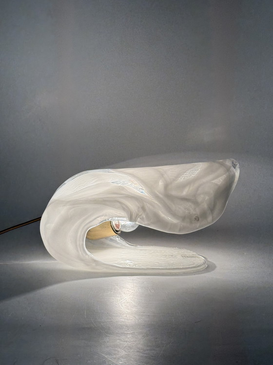 Image 1 of Murano geblazen schelpvormige glazen sculpturale tafellamp, La Murrina Italië 1970