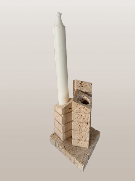 Image 1 of Travertin vaas/kandelaar uit Italy 