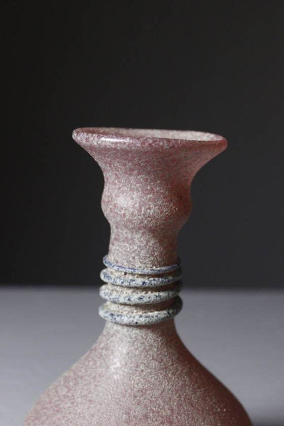 Image 1 of Vintage vaas van geblazen glas, Scavo-techniek, uit Murano, Italië, jaren 80.