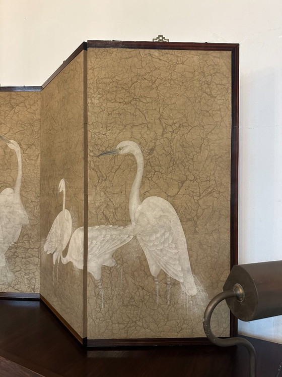 Paravento giapponese Luna e Gru Makura-Byōbu, circa anni '50 – Paraventi, Paper (photo 2 of 11)