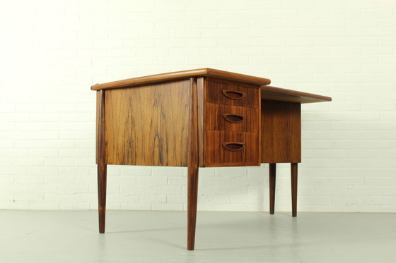 Image 1 of Mid Century Rosenholz Bumerang-Schreibtisch, 1960er Jahre