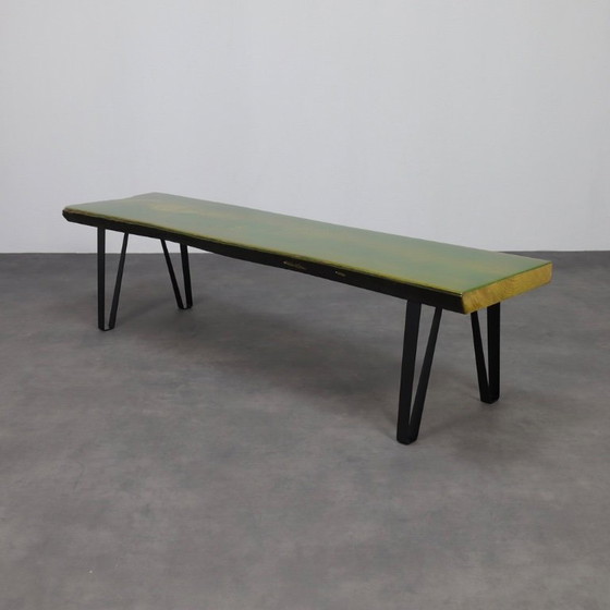 Image 1 of Unieke handgemaakte groene Epoxy Fusion Bank, jaren 1990