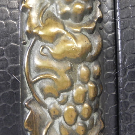 Image 1 of Stalen Art Deco kamerscherm met messing details, jaren 30