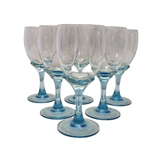 Image 1 of Luminarc France wijnglazen met blauwe voet