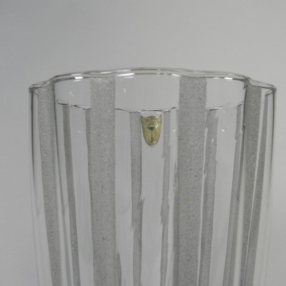 Image 1 of Vase with 12 vertical frosted glass ribs, Verrerie de Fains, 1950s