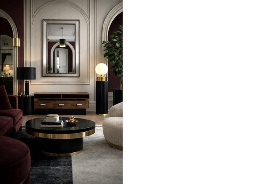 Image 1 of Vintage Mid-Century Scandinavian Modern Ambassador Console with Mirror from Fröseke Nybrofabriken Ab, 1970s, Set of 2