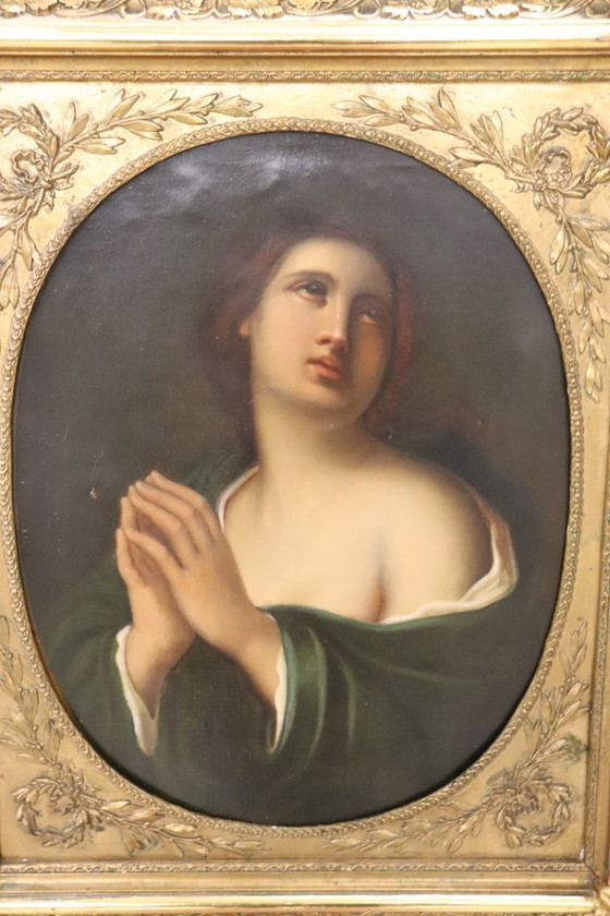 Image 1 of Pintura al óleo sobre lienzo, María Magdalena en oración, siglo XIX