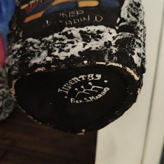 Image 1 of Set of vintage brutalist ceramic vases from the 1960s/70s, signed “Libertas – Rep. S. Marino”.