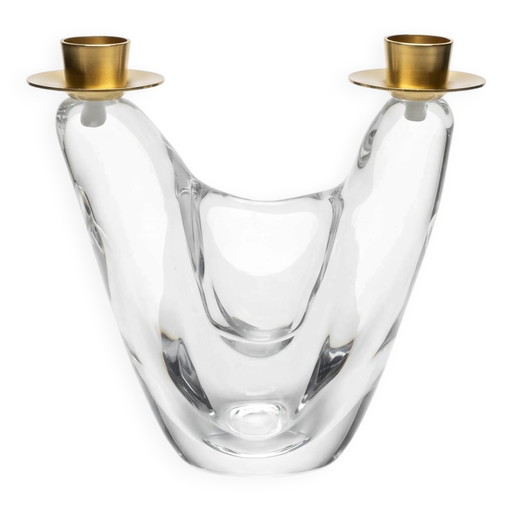 Lustre moderniste en cristal et laiton, Schneider Glassworks, 1960.