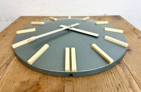 Image 1 of Grey Industrial Office Wall Clock from Pragotron, 1970s