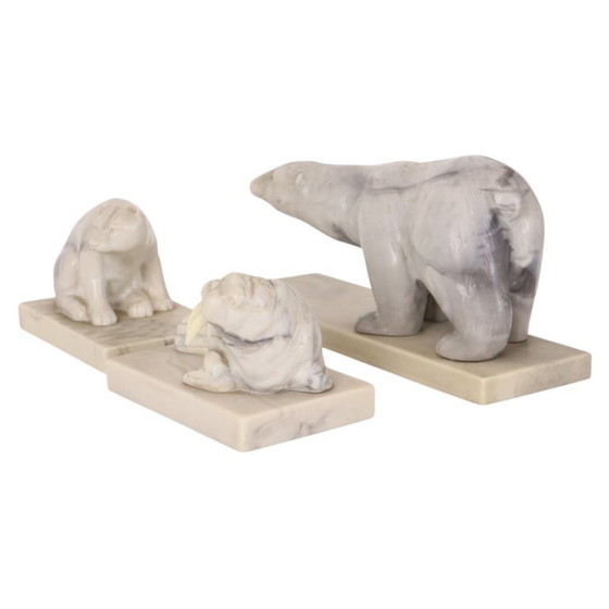 Set vintage di 3 statuette di animali in marmo artificiale Inuit Canada – Sculture, Plastic (photo 9 of 19)
