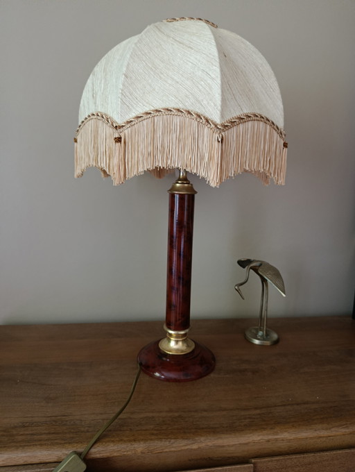 Deckenleuchte von Robert de Schuytener, Seidenkuppelschirm mit Fransen im Vintage-Stil