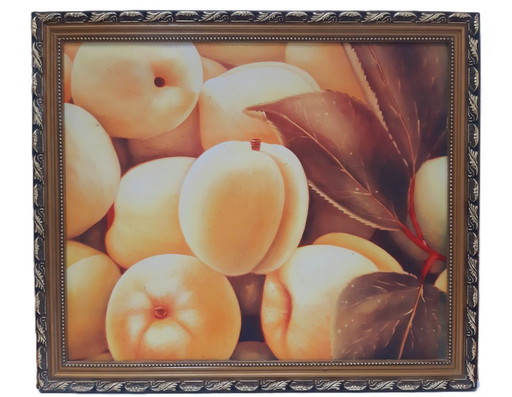 Grote vintage ingelijste kunstprint, perziken