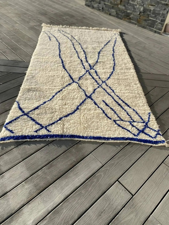 Tappeto Beni Ouarain bianco e blu. – Tappeti, Wool, Cotton (photo 9 of 16)