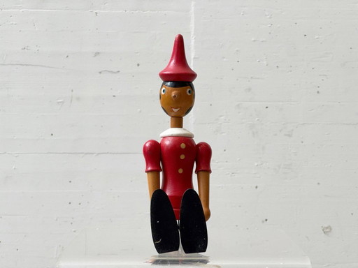 Ikonische Holzfigur Pinocchio, dekorative Gelenkfigur, 1960er Jahre