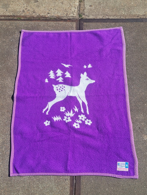 Vintage Purple Baby Blanket From Dralon - Bambi Design - Vendorina