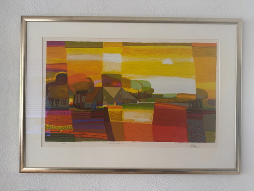 Screenprint Ton Schulten - Farmhouse in sunlight, 1996