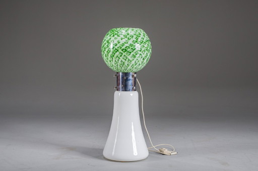 Murano Floor Lamp in Green Glitter Glass attributed to Mazzega, 1960s