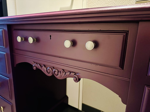 Scrivania inglese vintage viola in stile barocco