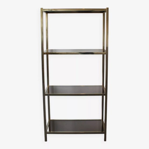 Smoked and mirrored glass shelf, Hollywood Regency style, 70s.