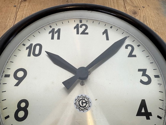 Image 1 of Industrial Brown Bakelite Factory Wall Clock from Chronotechna, 1960s