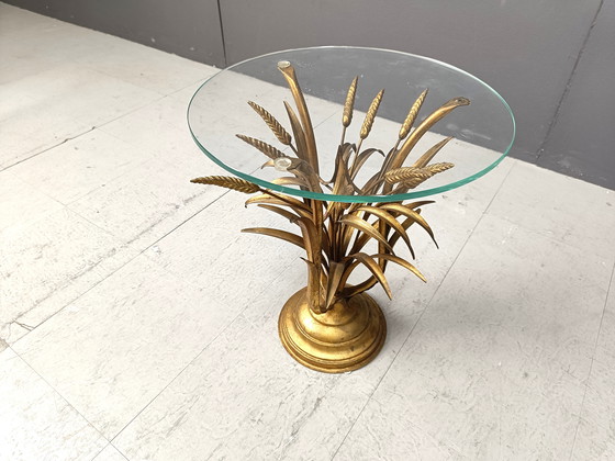 Image 1 of Vintage Gilt Metal Sheaf Of Wheat Side Table, 1960S  