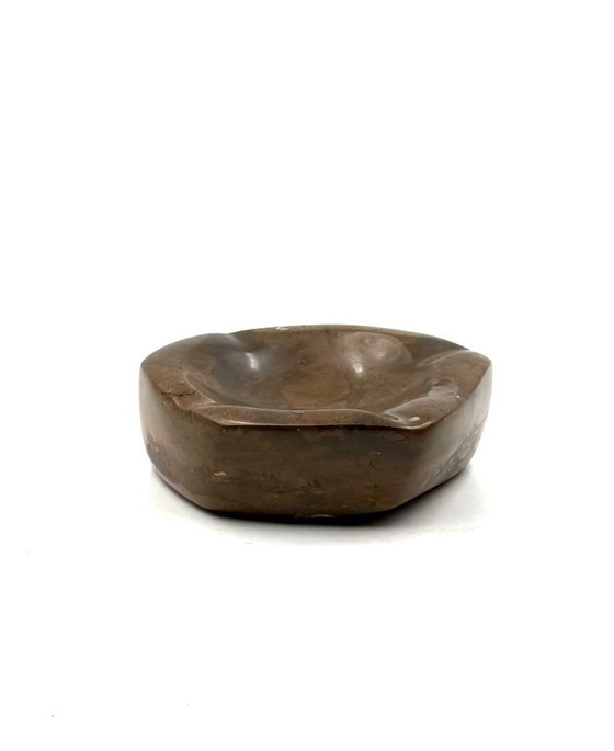 Image 1 of Luxury fossil brown marble ashtray bowl, France 1970s