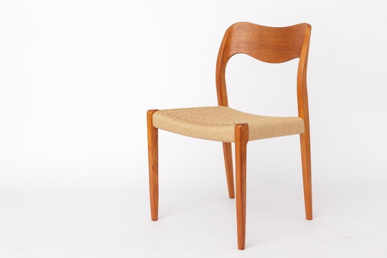 Image 1 of Set van 6 Møller Model 71 stoelen | Deense moderne teakhouten eetkamerstoelen | Vintage set uit de jaren 60