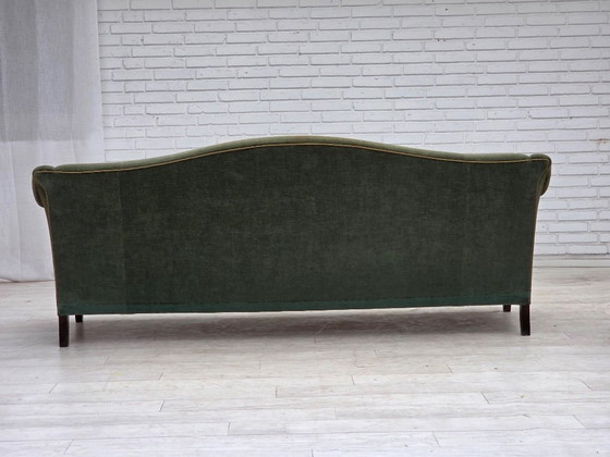Image 1 of 1960s, 3-Seater Danish Sofa, Green Furniture Velour.