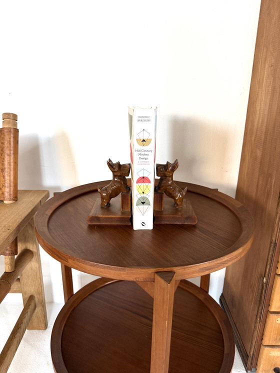 Image 1 of 2x vintage teak Scottish Terrier bookends ‘60