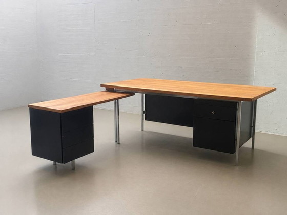 Large Knoll International Partners Desk, Swiss Production, 1960s – Wood, Vintage (photo 15 of 15)
