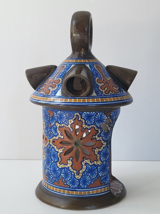 Image 1 of GOUDA NACHTLAMPJE KERAMISCHE ART DECO LANTAARN 1915 VINTAGE GERENOVEERD