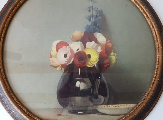 Image 1 of ENSEMBLE DE 2 CADRES RONDS ART DECO VINTAGE 1940 1950 CECILE HAY BOOTS 40S 50S