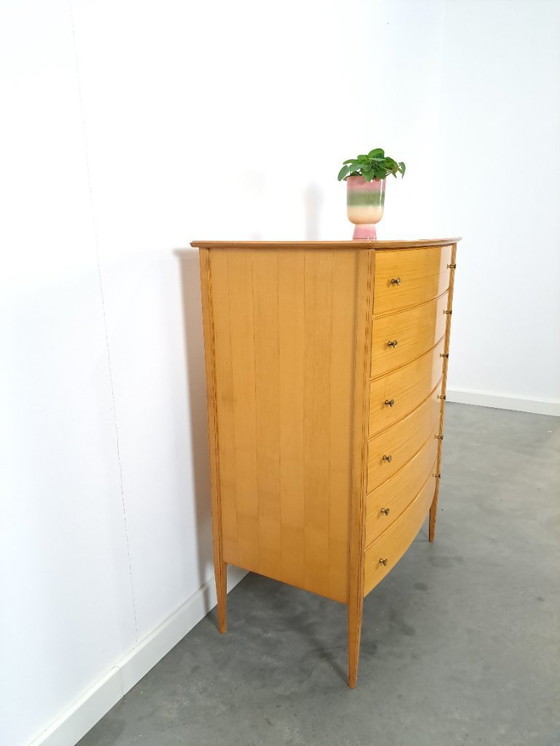 Image 1 of Cassettiera alta curva di metà secolo con 6 cassetti