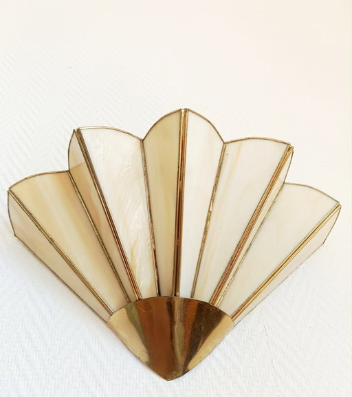 Applique éventail art déco en pâte de verre 