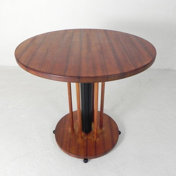 Image 1 of Vintage teak table with 6 narrow and 1 wide style, 1980s