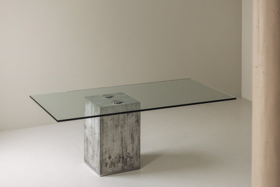 Image 1 of Very Rare Concrete and Glass Dining Table by Saporiti, Italy 1960s