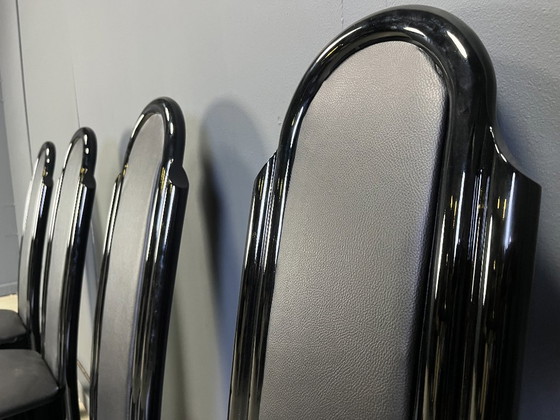 Image 1 of Postmodern lacquered wood italian dining chairs, 1980s