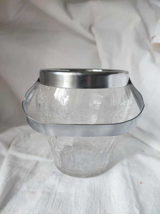 Seau à glace en verre fissuré, glaçons, apéritif, années 1950 – Demeyere Inalterable, Accessoires de table (photo 3 of 9)
