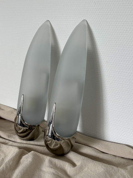 Image 1 of  Vintage art deco ‘Ears’ Idearte wandlamp set van 2 Spain 1980 l