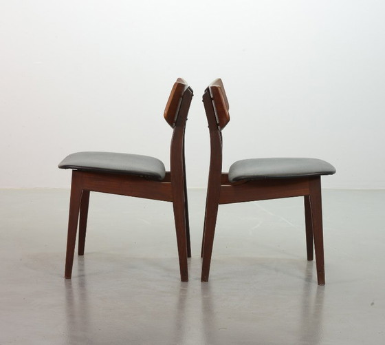 Image 1 of Elegante set di 2 sedie da pranzo in legno di teak Webe di Louis van Teeffelen, 1960.