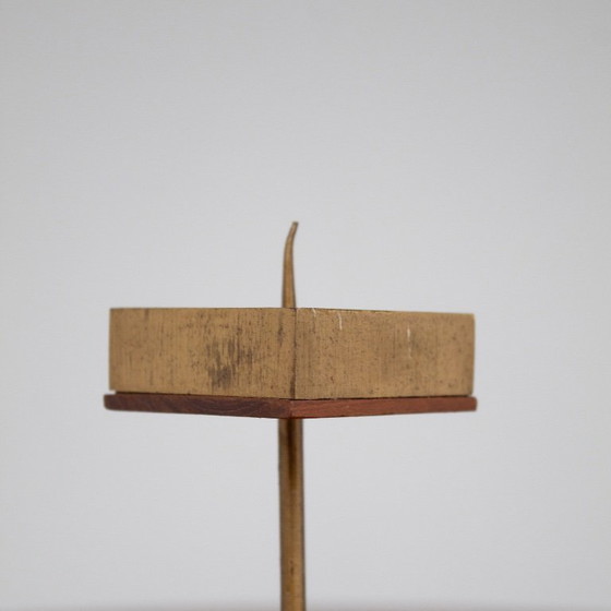 Image 1 of Skandinavische Kerzenhalter aus Teak und Messing, Mid-Century Design