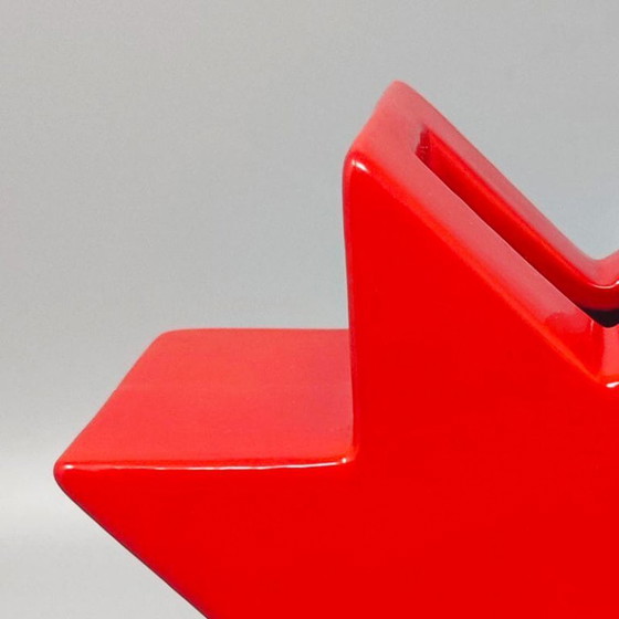 Image 1 of 1980s Ettore Sottsass "Hsing" Red Glazed Ceramic Vase for Alessio Sarri