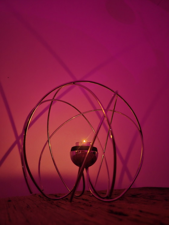 Image 1 of Portacandele dal design vintage Space Age - Cromato - Atomico