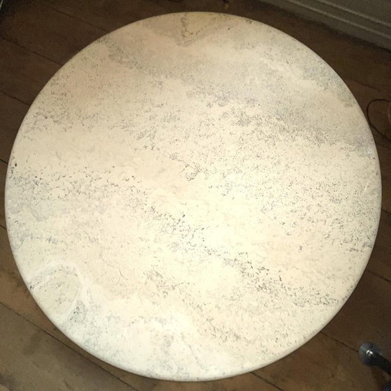 Table basse ronde en travertin à base cylindrique centrale par Angelo Mangiarotti pour Up & Up, années 70 (photo 4 of 10)