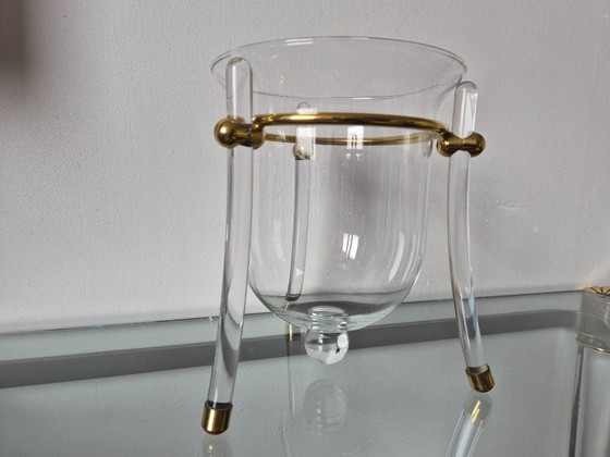 Image 1 of Portacandele vintage in stile Hollywood Regency, realizzato in Lucite/vetro.