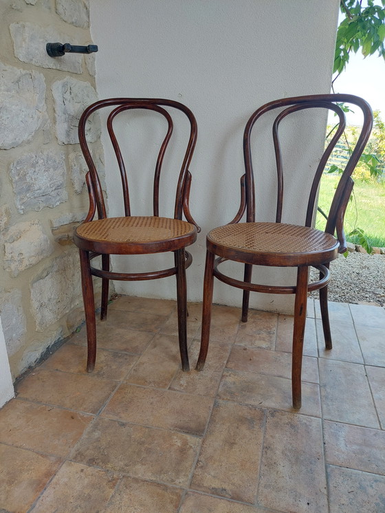 Image 1 of Set of 2 Original Sautto and Liberale Thonet Benwood Bistro Chairs 1940's